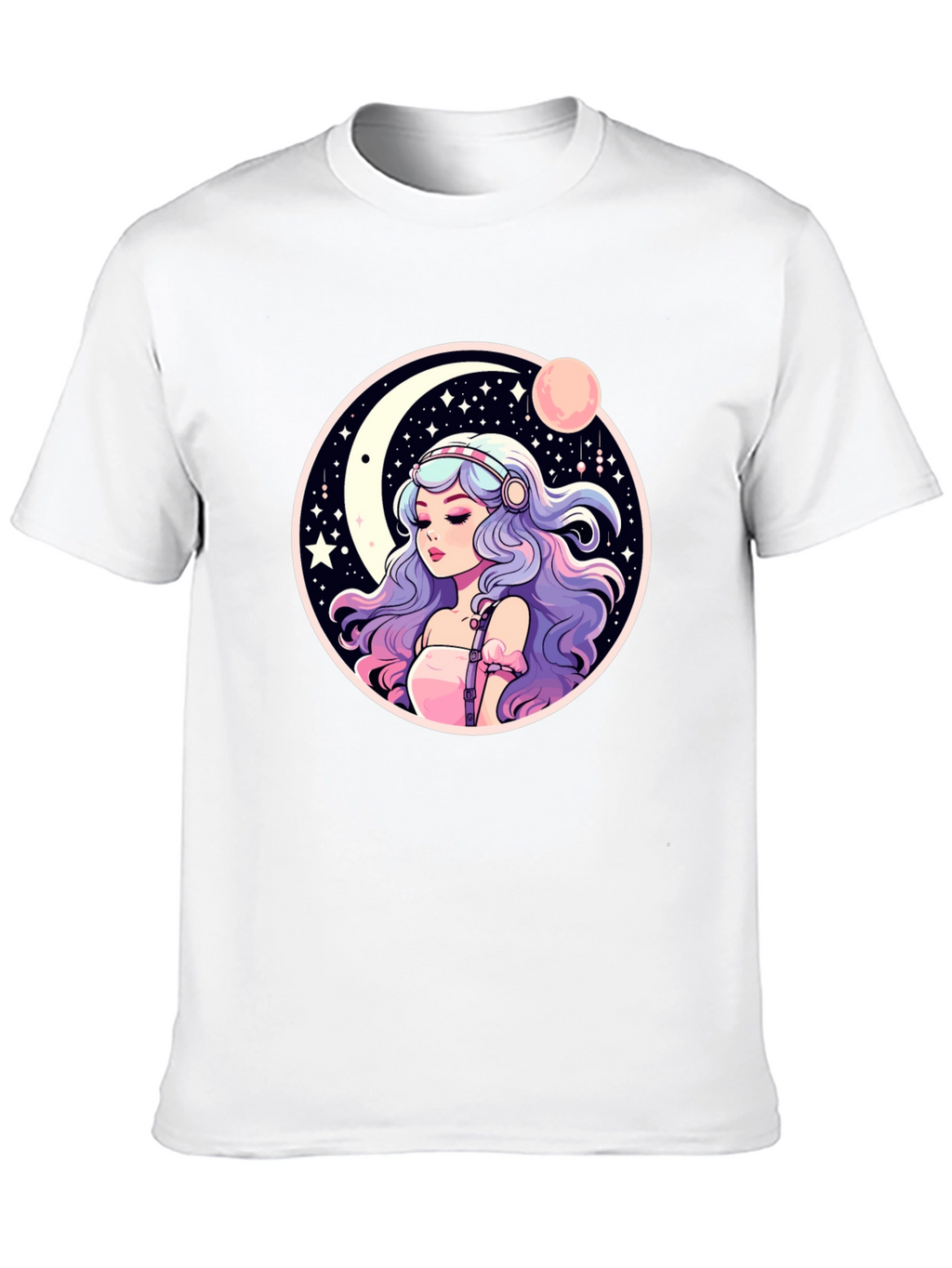 Anime Girl Moon & Stars Graphic Tee
