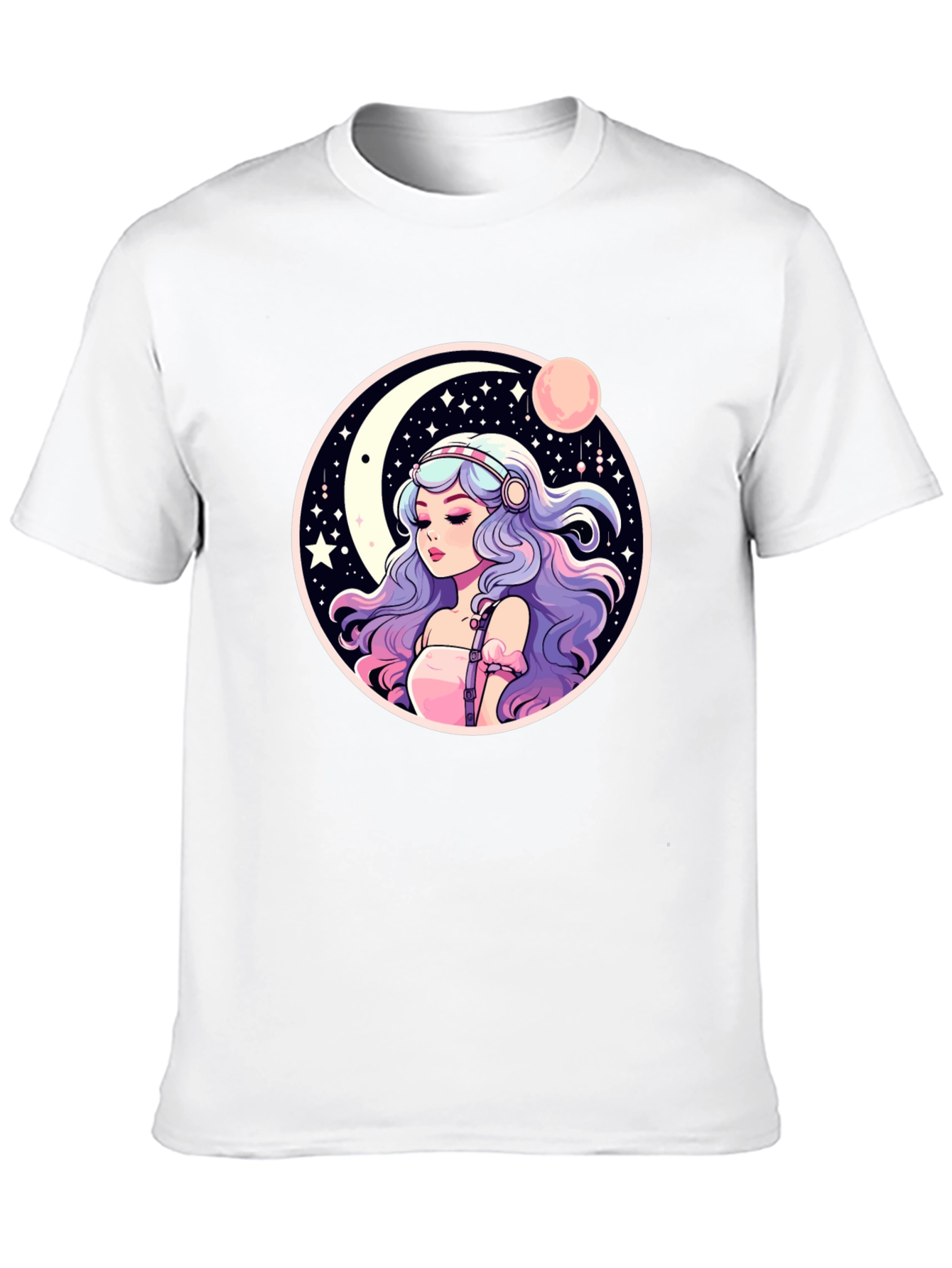 Anime Girl Moon & Stars Graphic Tee
