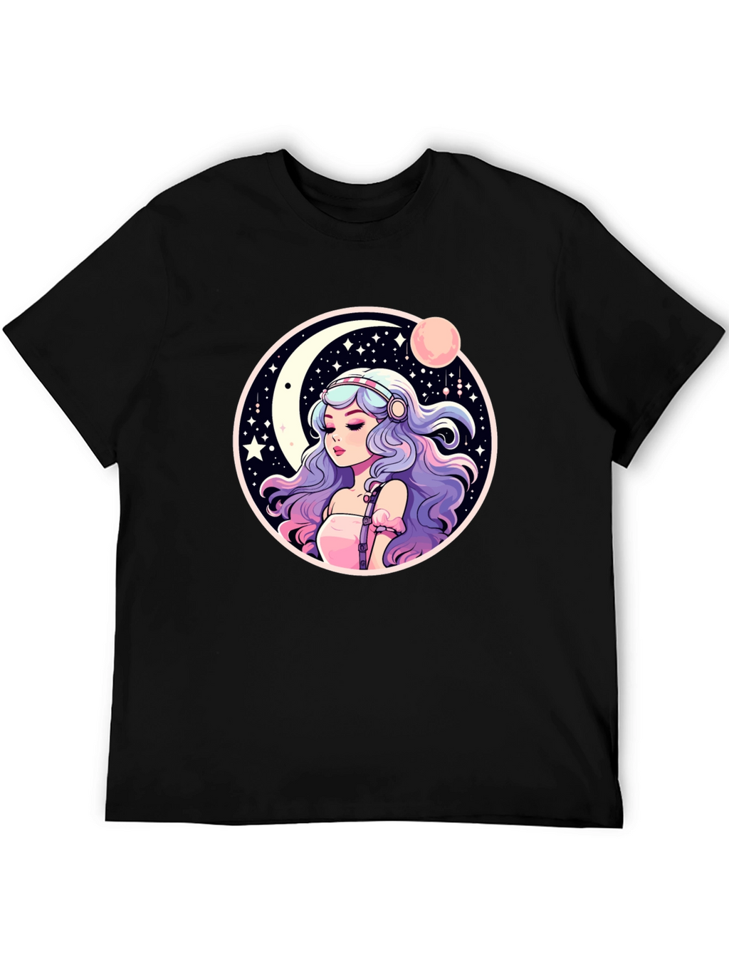 Anime Girl Moon & Stars Graphic Tee