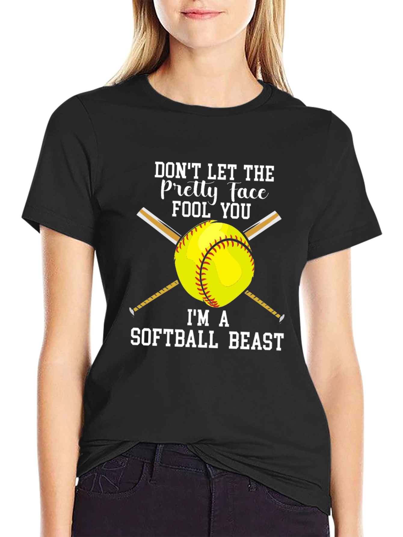 Softball Beast Graphic Tee - Dont Let the Pretty Face Fool You