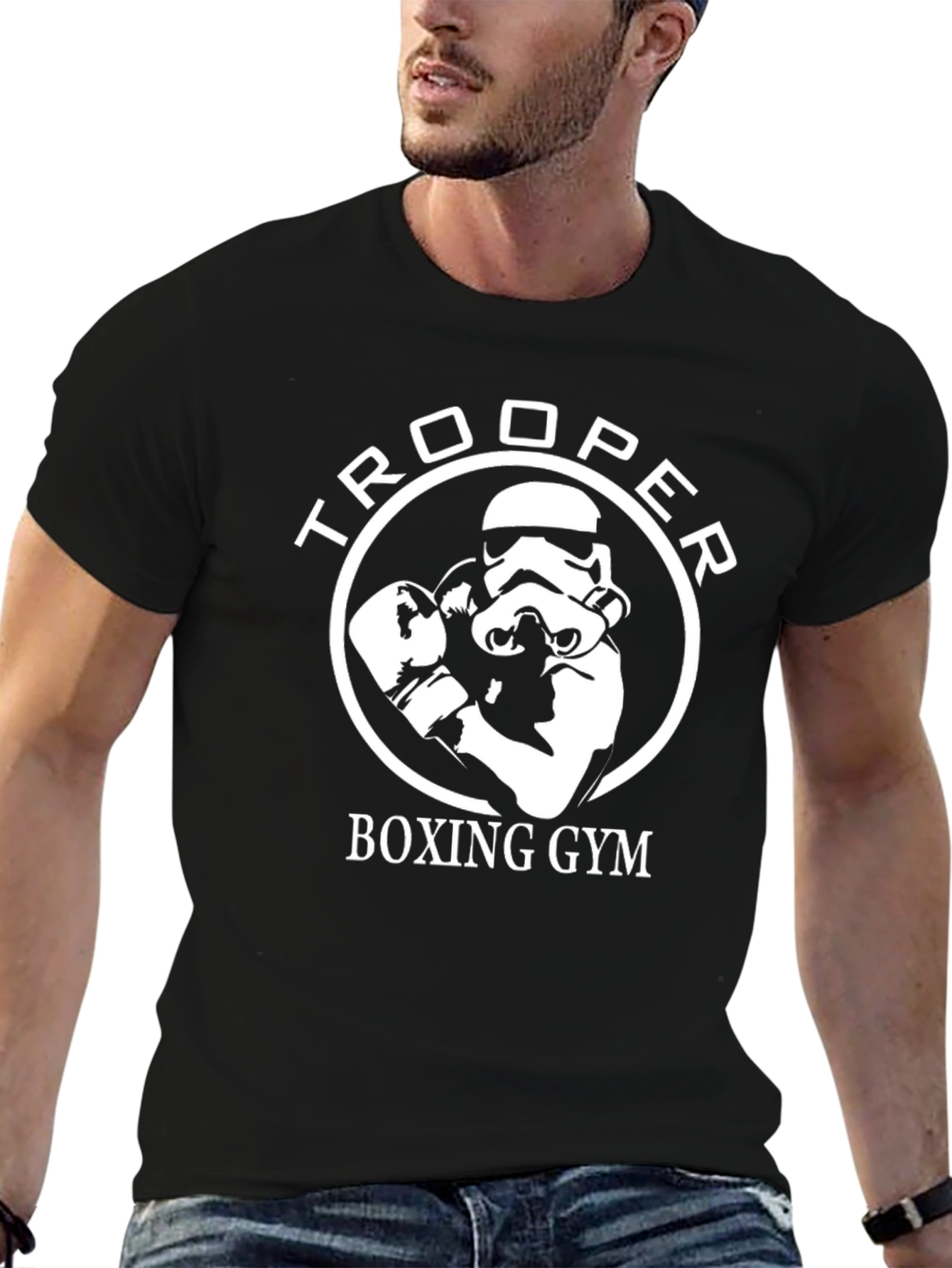 Trooper Boxing Gym T-Shirt - Black Cotton Graphic Tee