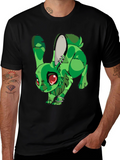 Green Rabbit Graphic Print T-Shirt