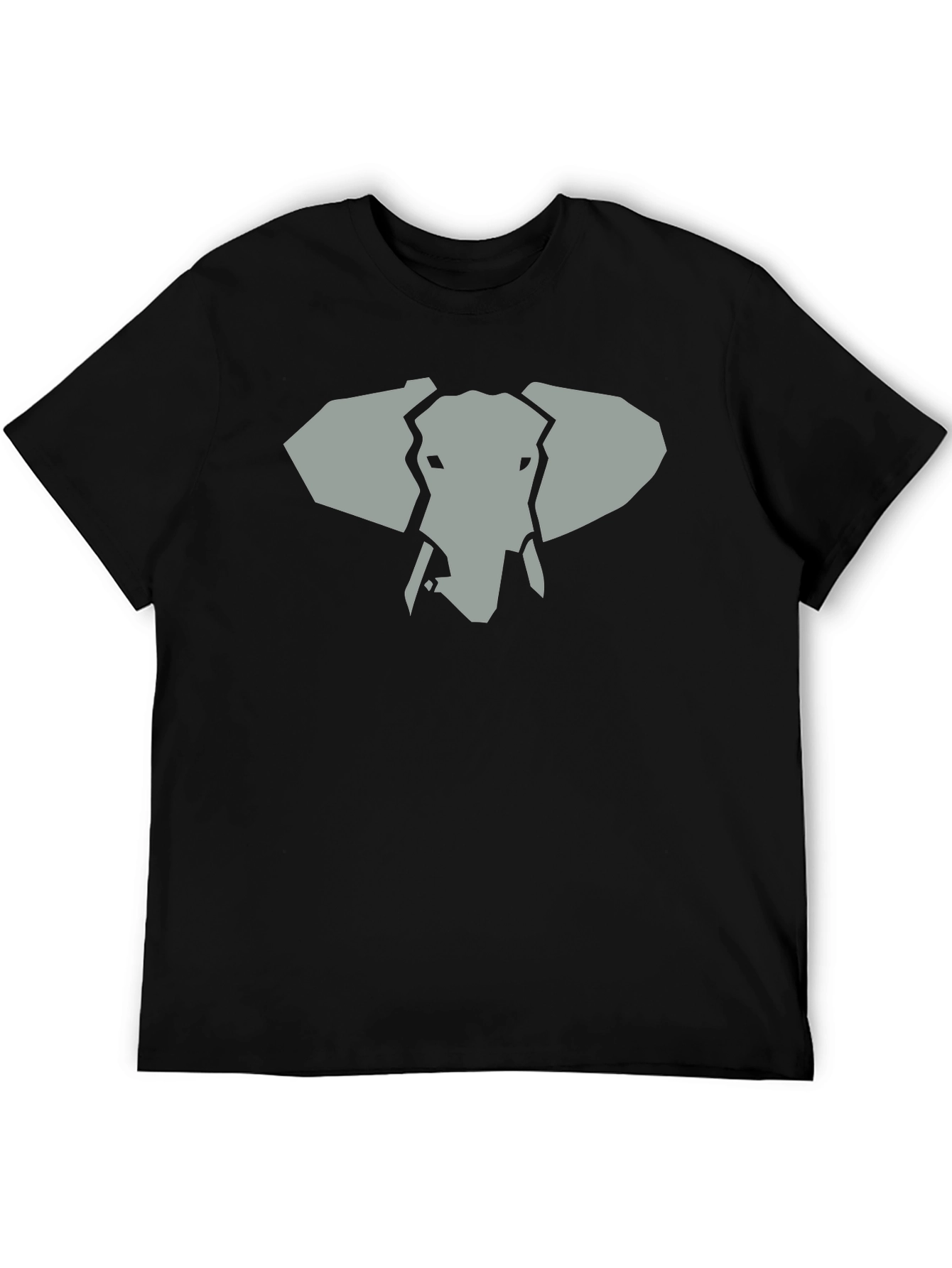 Geometric Elephant Graphic Tee - Black