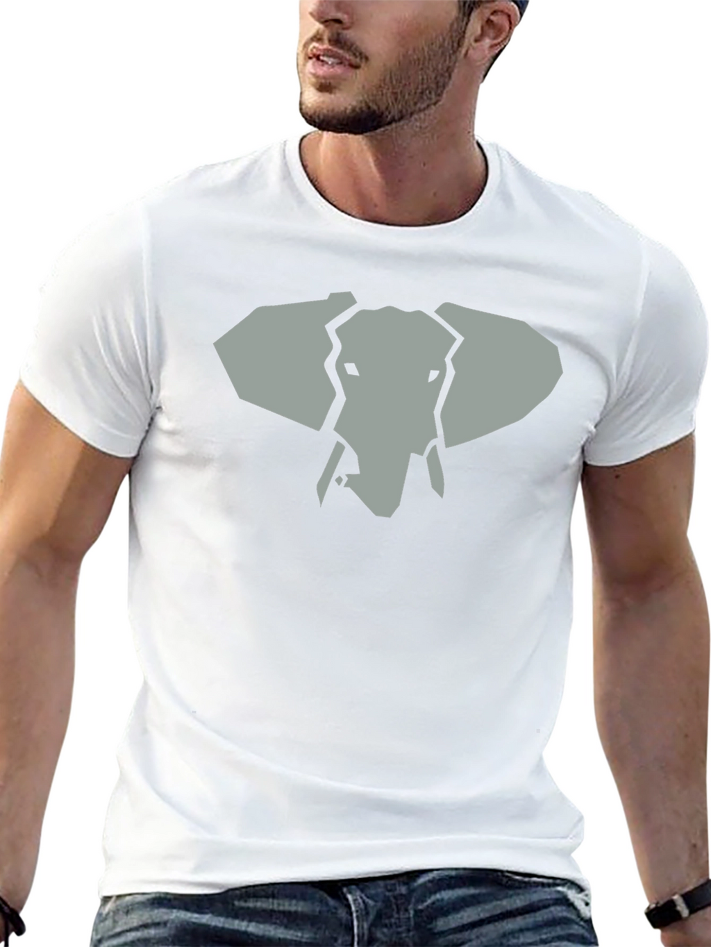 Geometric Elephant Graphic Tee - Black