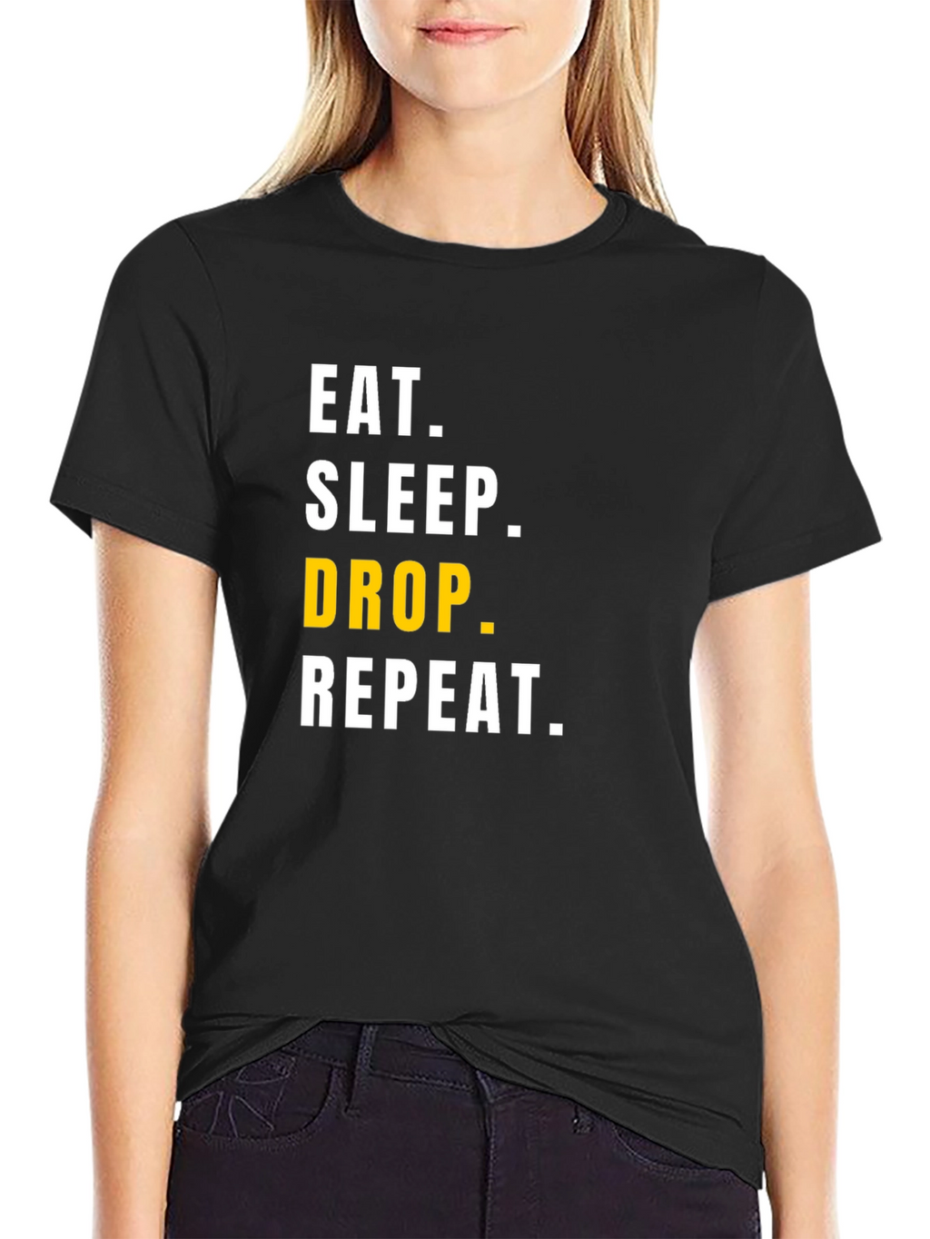Eat Sleep Drop Repeat Mens Black Graphic Tee