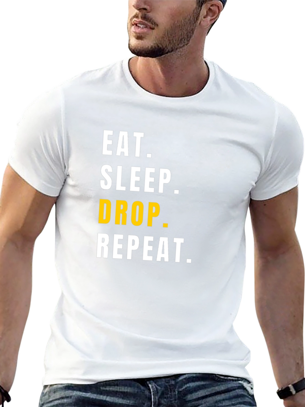 Eat Sleep Drop Repeat Mens Black Graphic Tee