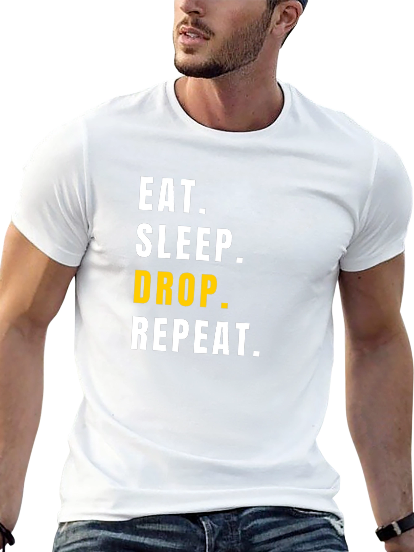 Eat Sleep Drop Repeat Mens Black Graphic Tee