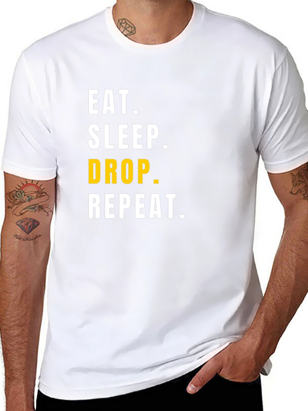 Eat Sleep Drop Repeat Mens Black Graphic Tee
