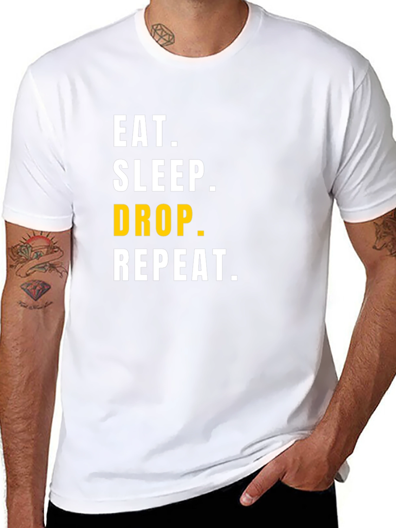 Eat Sleep Drop Repeat Mens Black Graphic Tee