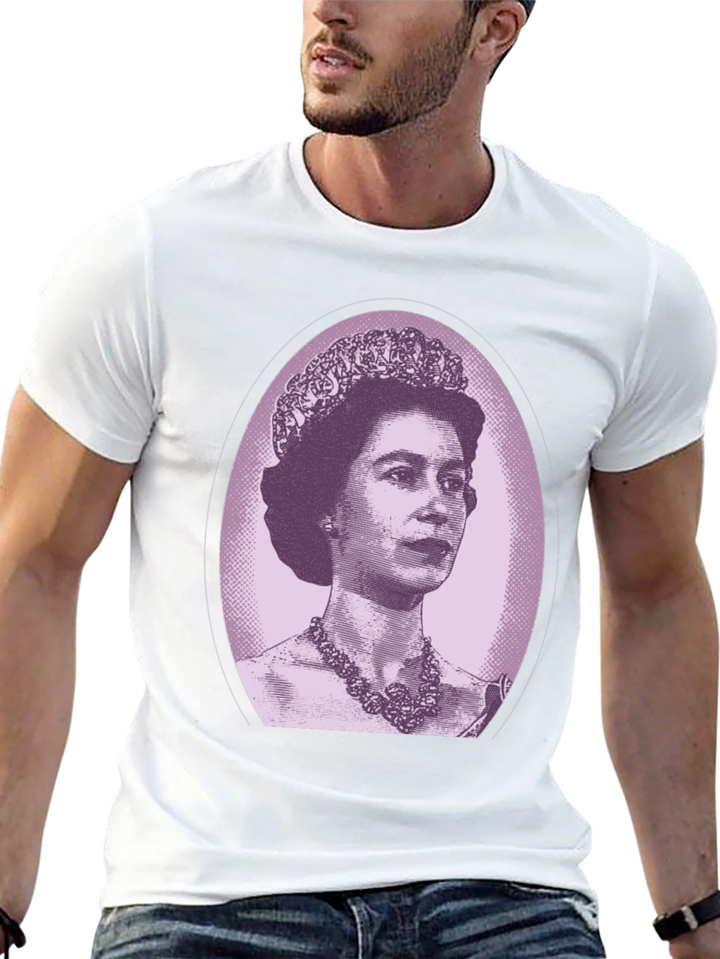 Queen Elizabeth Portrait Graphic Tee - Black
