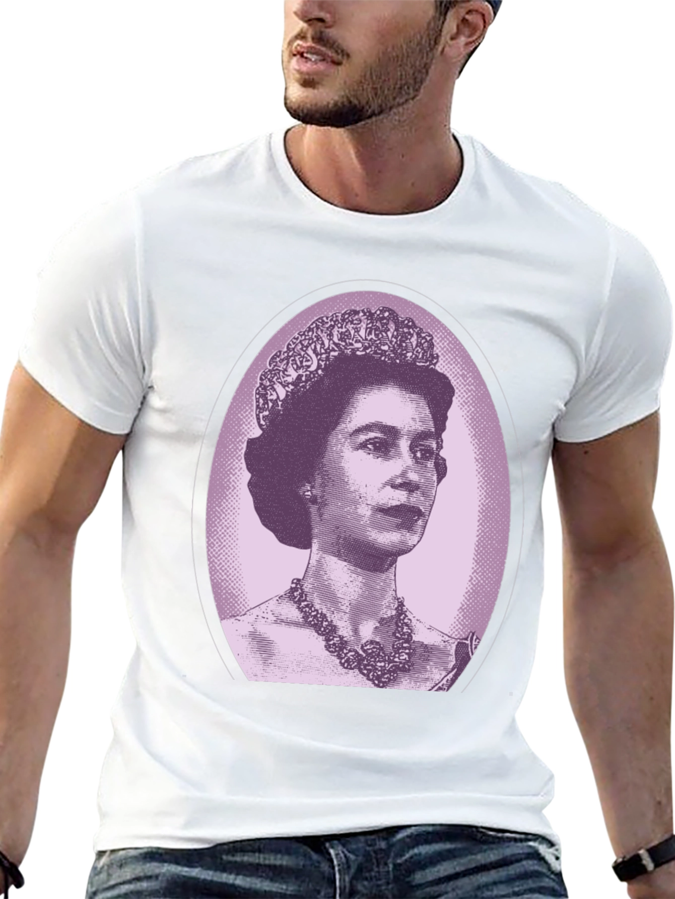 Queen Elizabeth Portrait Graphic Tee - Black