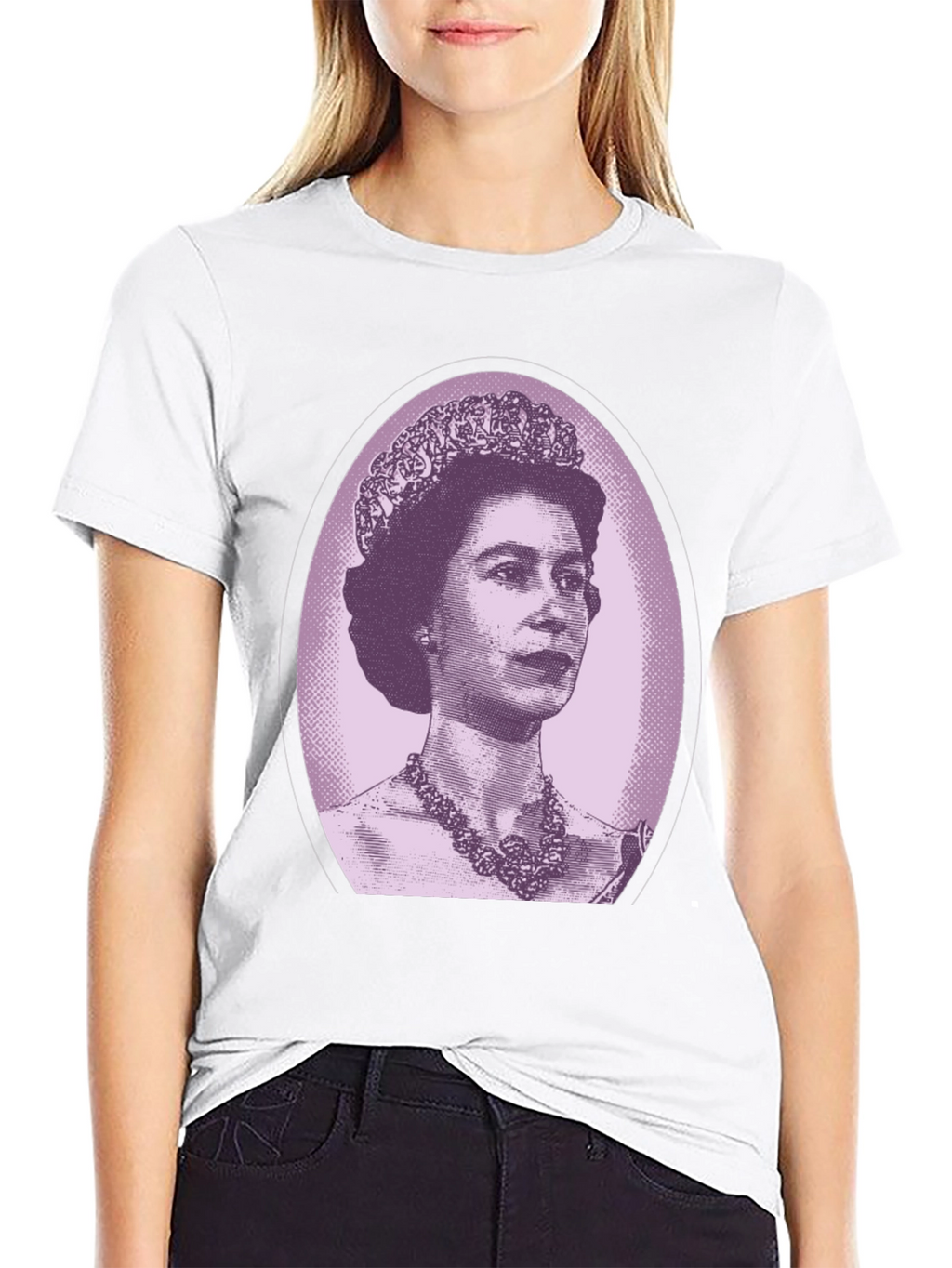 Queen Elizabeth Portrait Graphic Tee - Black
