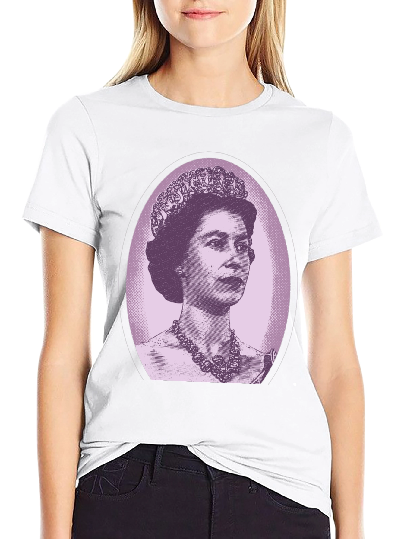 Queen Elizabeth Portrait Graphic Tee - Black