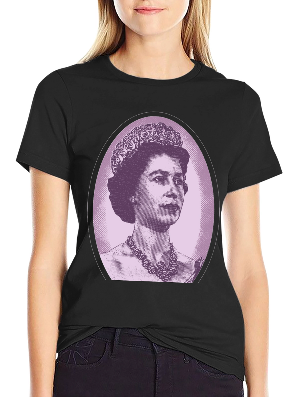 Queen Elizabeth Portrait Graphic Tee - Black