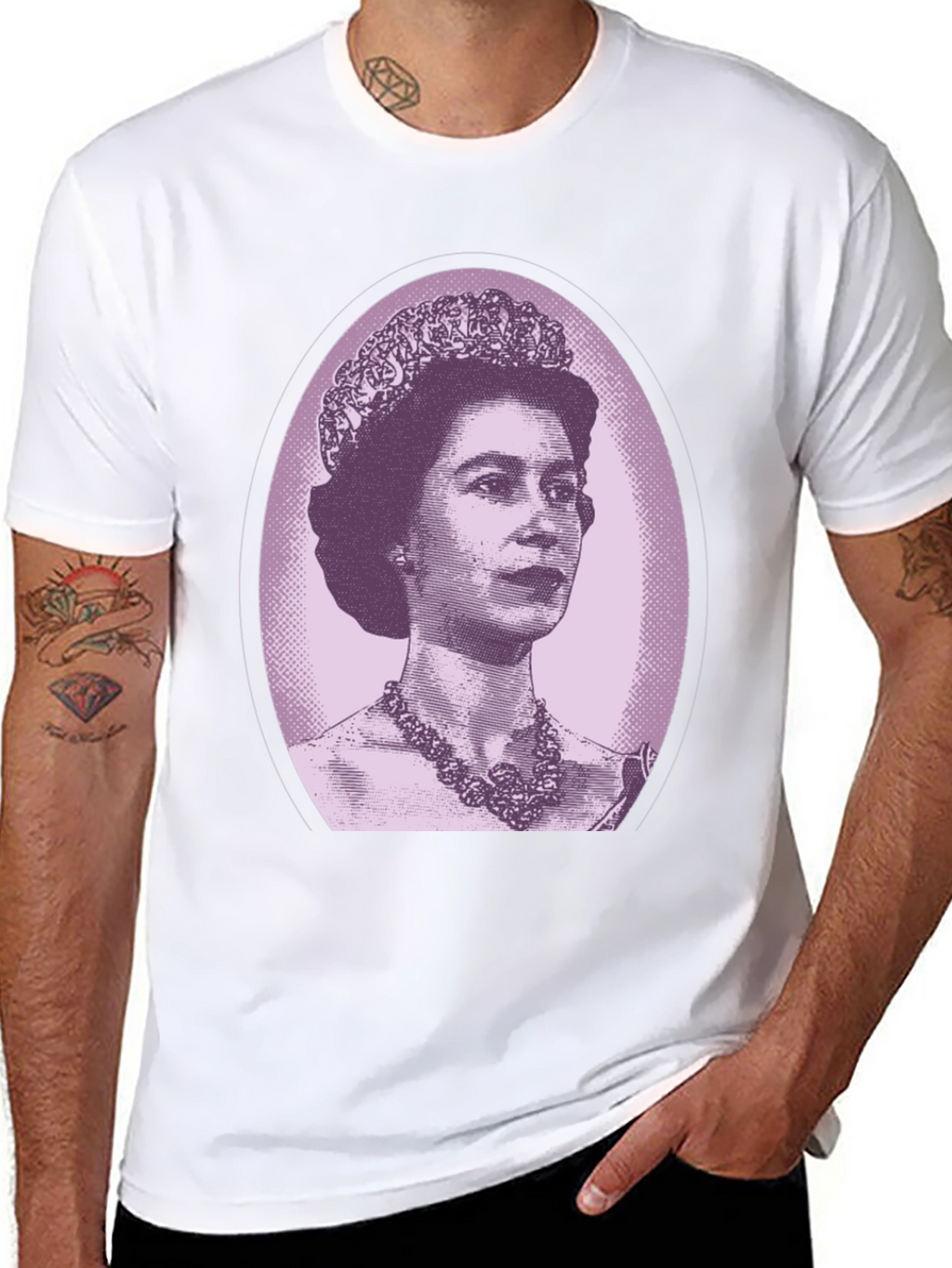 Queen Elizabeth Portrait Graphic Tee - Black