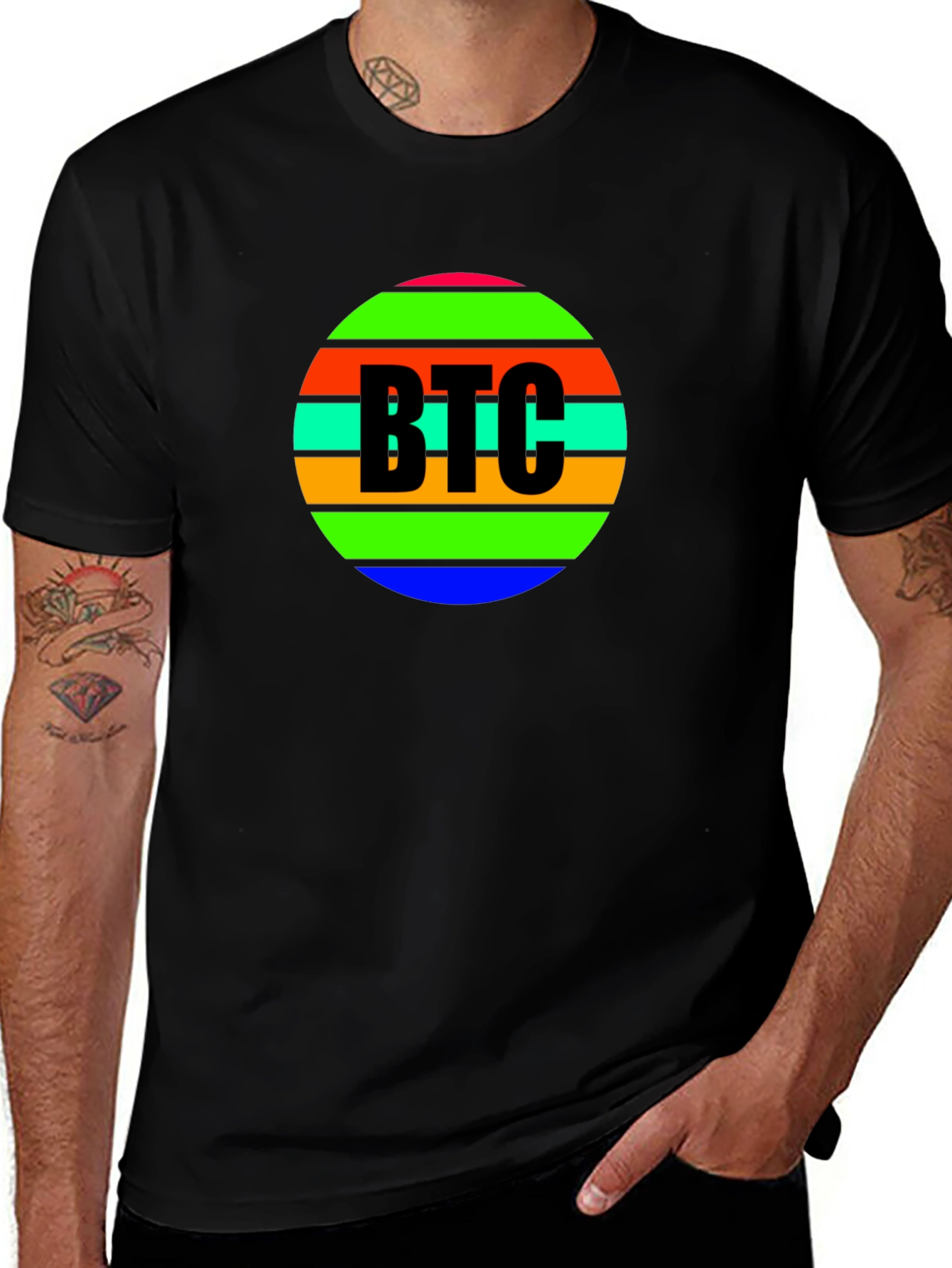BTC Crypto Colorful Striped T-Shirt