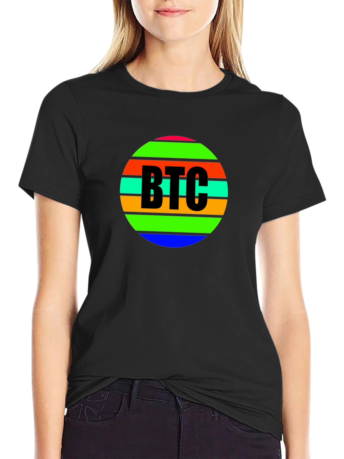 BTC Crypto Colorful Striped T-Shirt