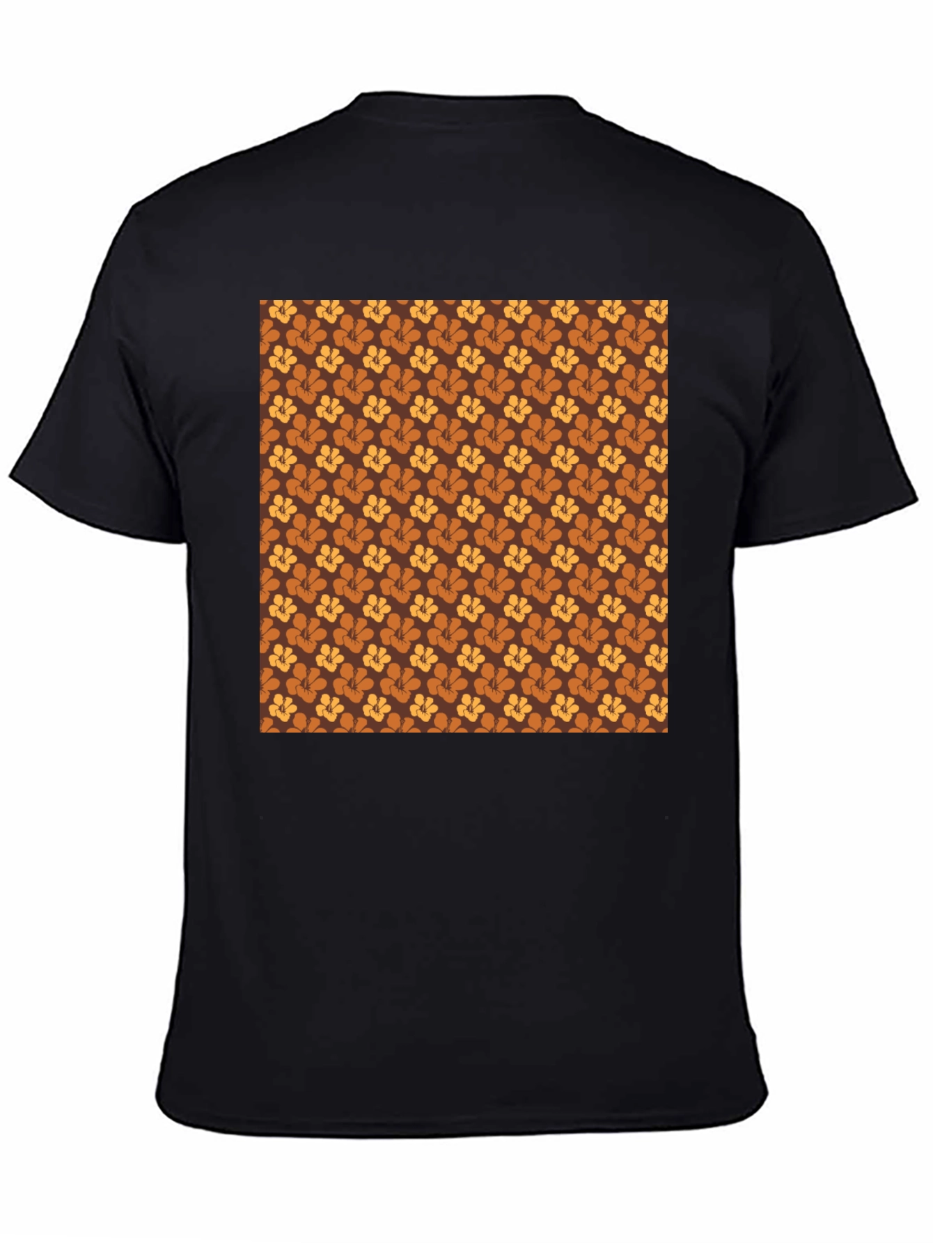 Retro Floral Pattern Black T-Shirt