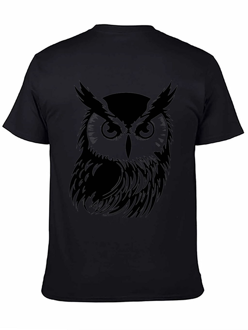 Mens Black Owl Graphic T-Shirt