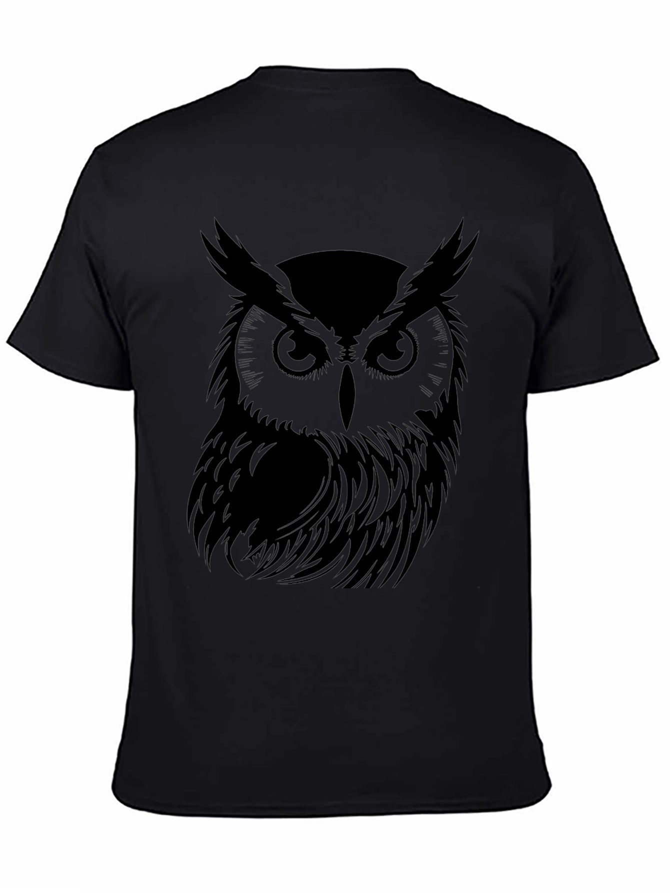Mens Black Owl Graphic T-Shirt
