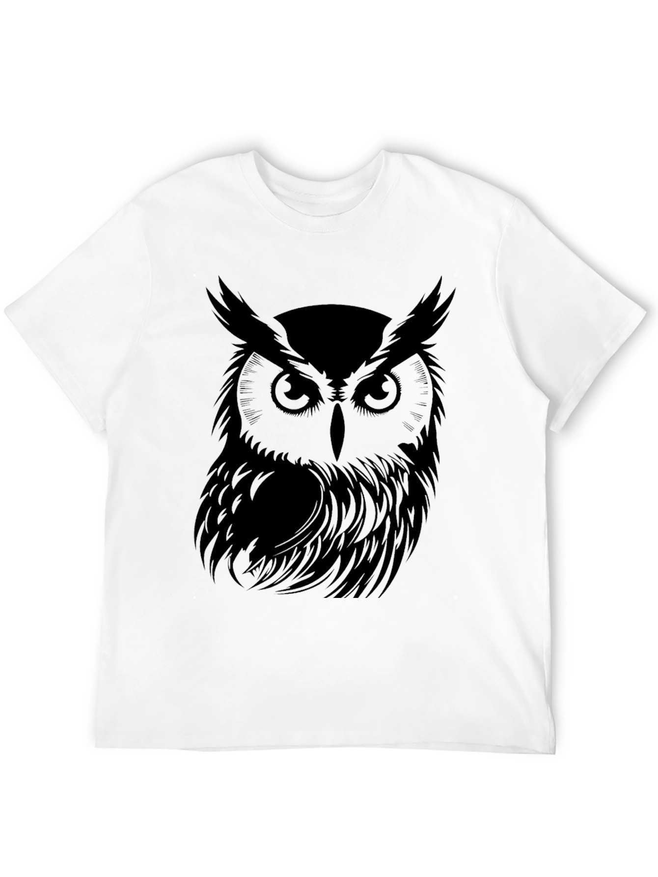 Mens Black Owl Graphic T-Shirt