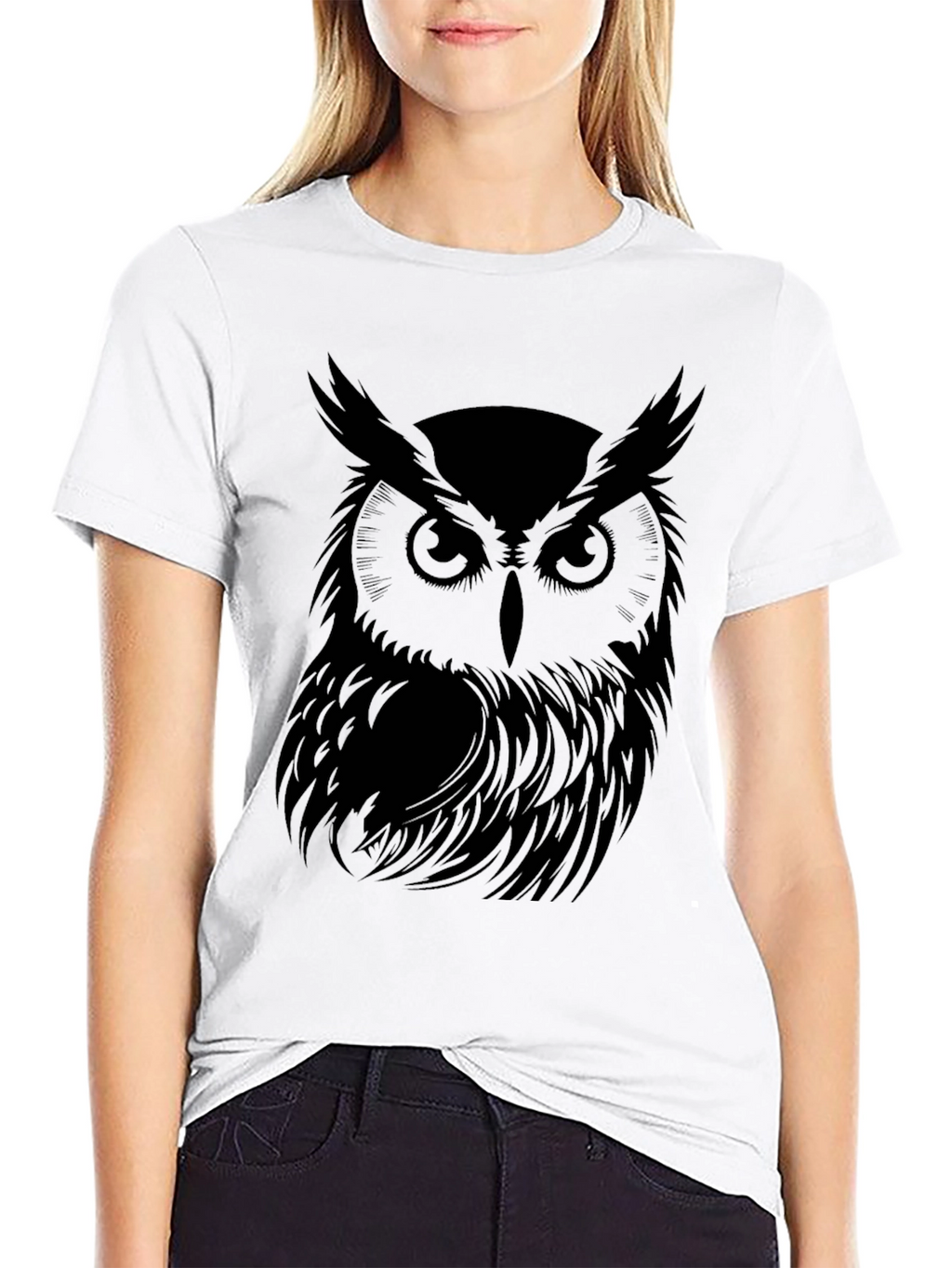 Mens Black Owl Graphic T-Shirt