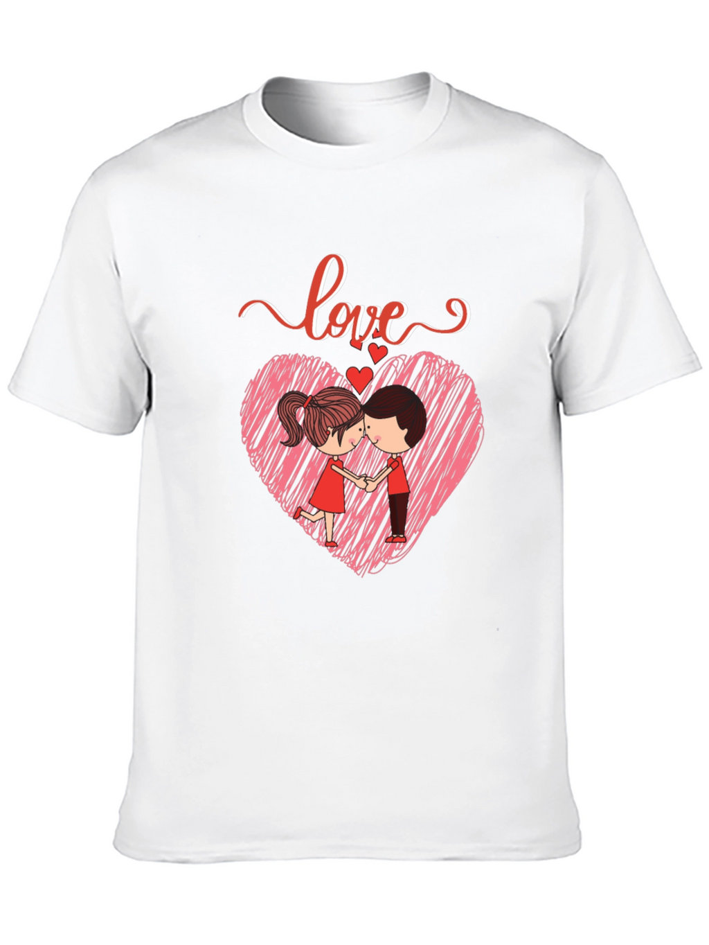 Love Heart Couple Graphic Print T-Shirt