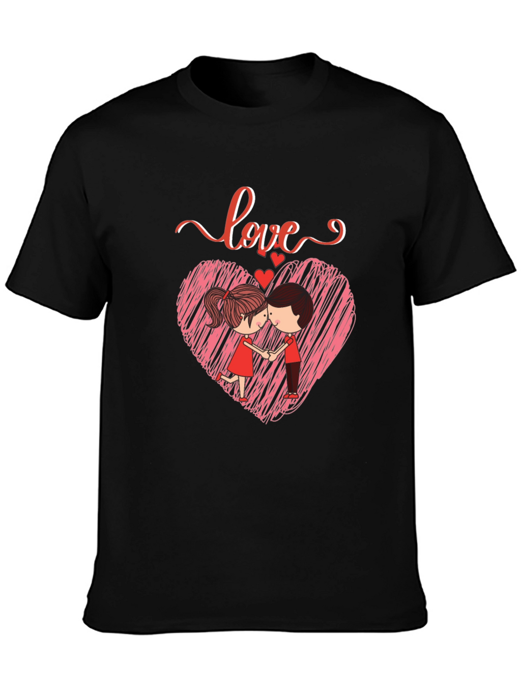 Love Heart Couple Graphic Print T-Shirt