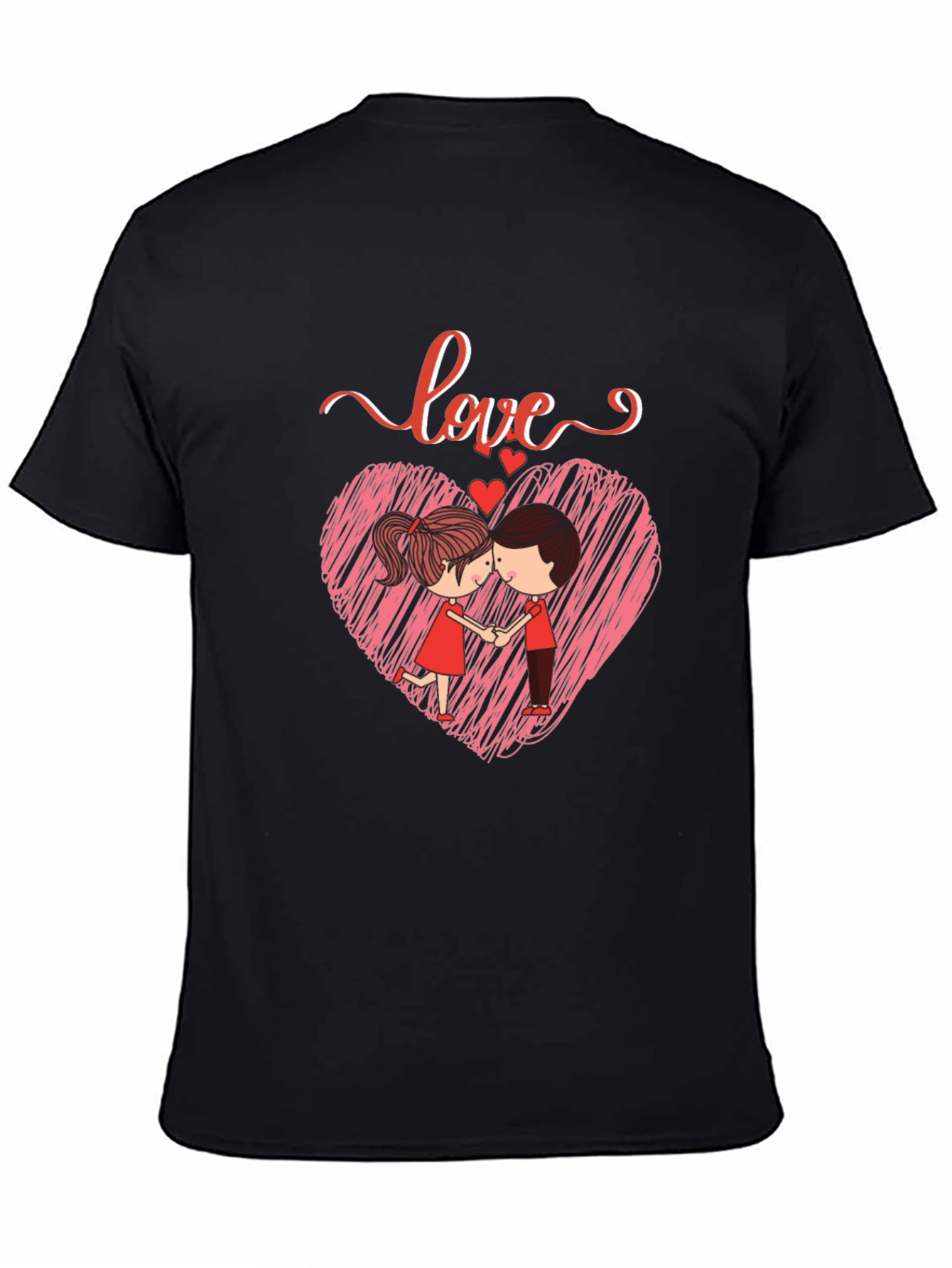Love Heart Couple Graphic Print T-Shirt