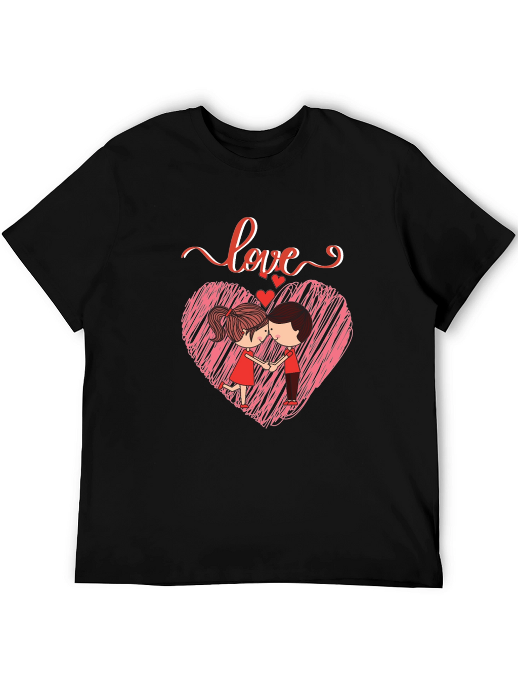 Love Heart Couple Graphic Print T-Shirt
