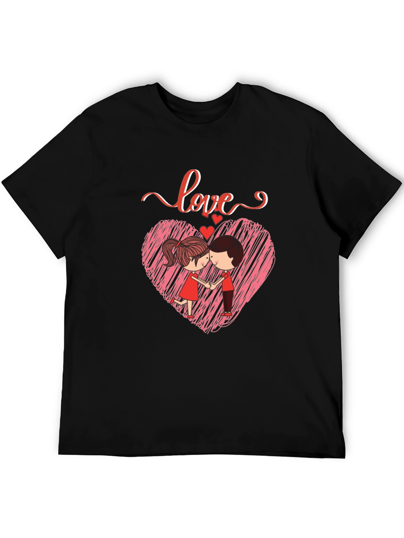 Love Heart Couple Graphic Print T-Shirt