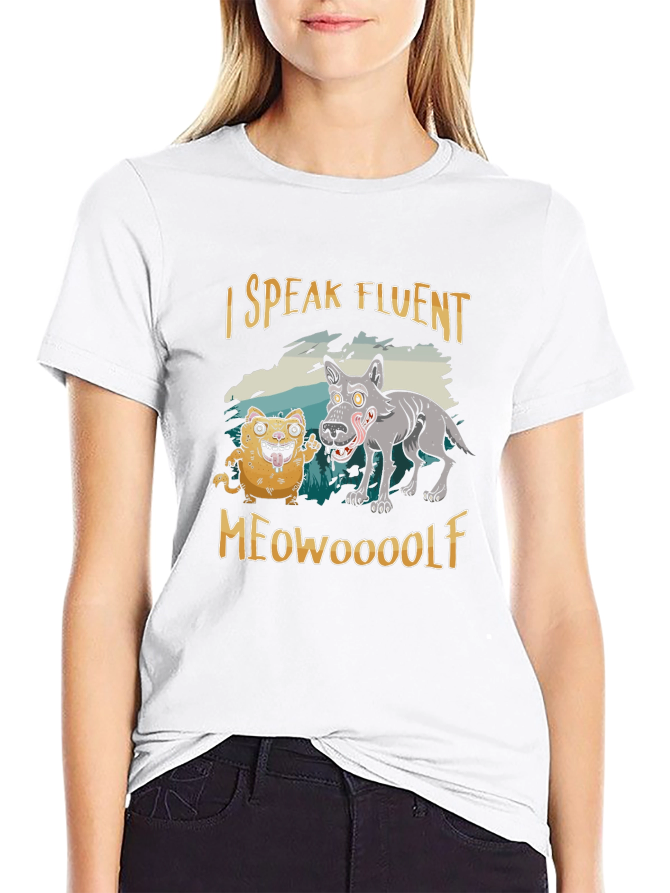 I Speak Fluent Meowooolf Funny Novelty T-Shirt