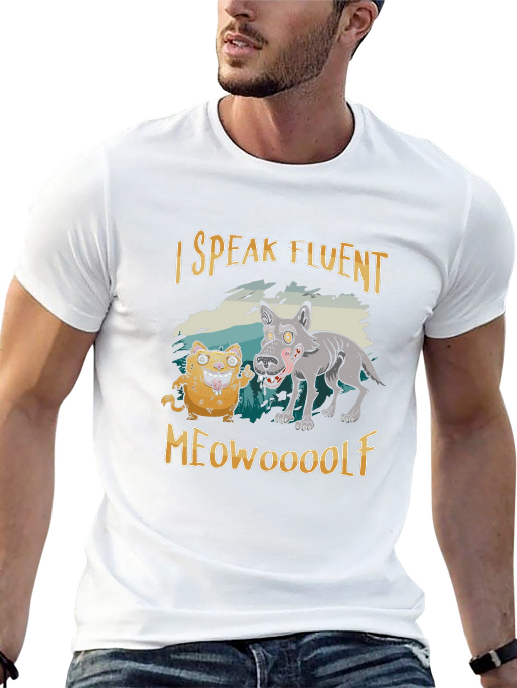 I Speak Fluent Meowooolf Funny Novelty T-Shirt