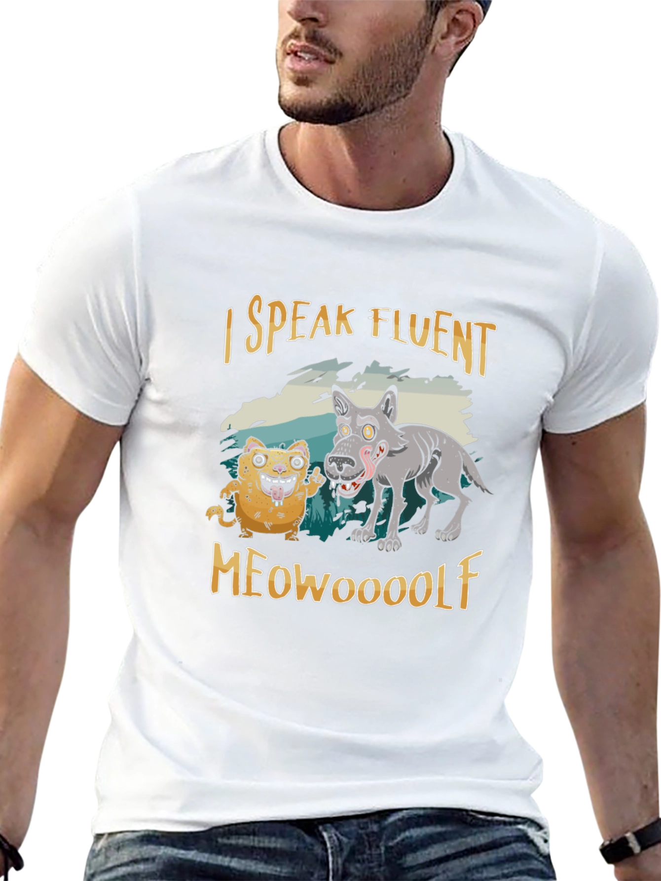 I Speak Fluent Meowooolf Funny Novelty T-Shirt