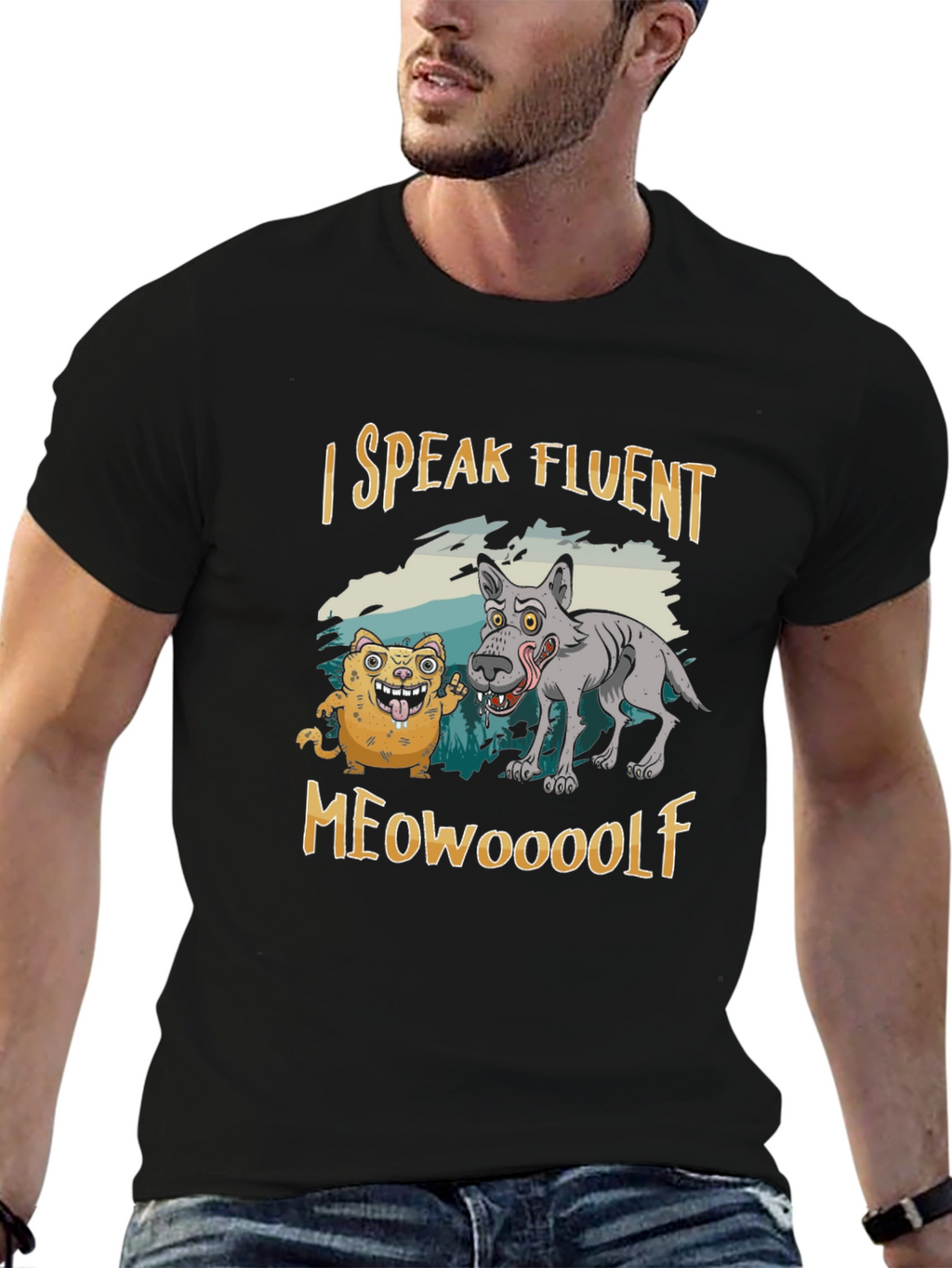 I Speak Fluent Meowooolf Funny Novelty T-Shirt