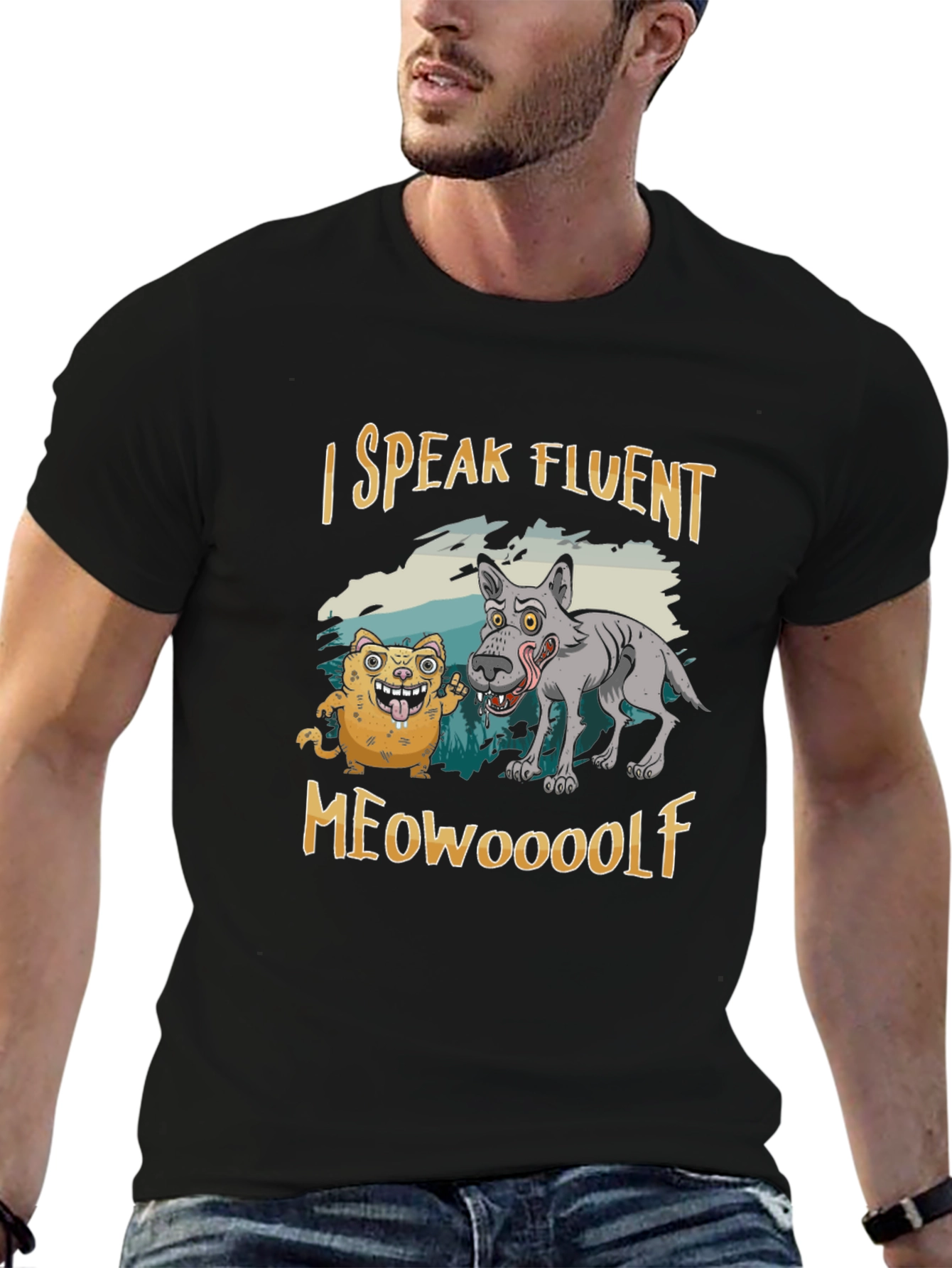 I Speak Fluent Meowooolf Funny Novelty T-Shirt