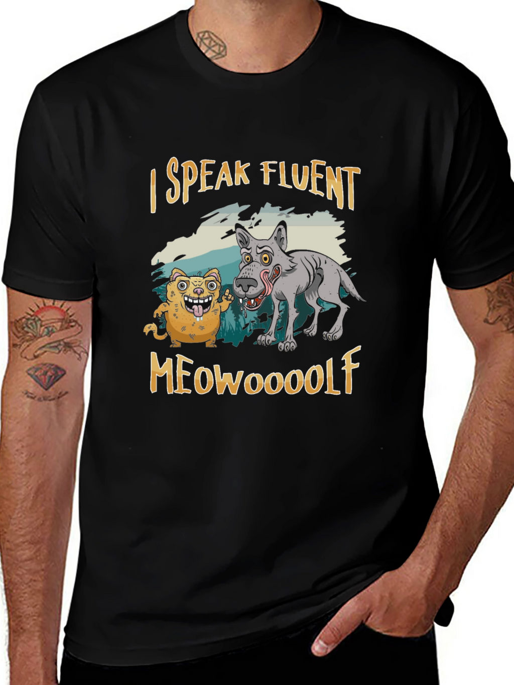 I Speak Fluent Meowooolf Funny Novelty T-Shirt