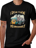 I Speak Fluent Meowooolf Funny Novelty T-Shirt