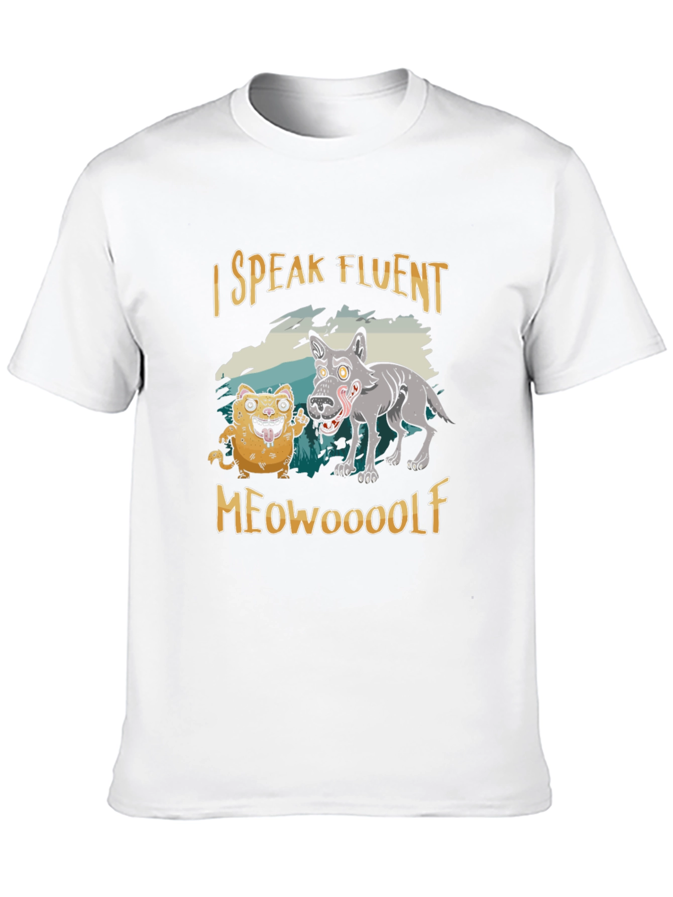 I Speak Fluent Meowooolf Funny Novelty T-Shirt
