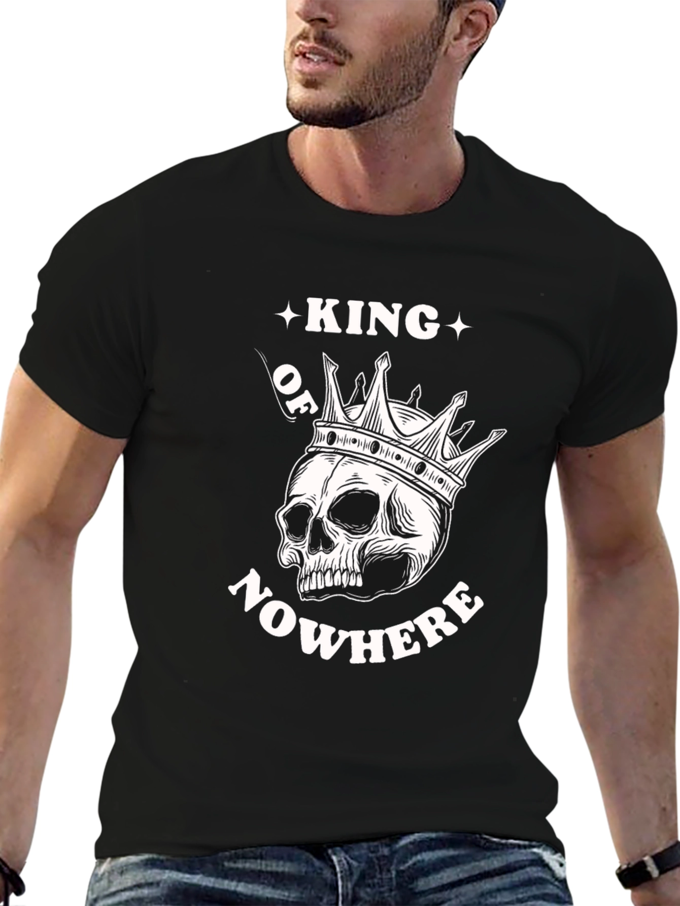 King of Nowhere Skull Graphic Tee - Black Cotton T-Shirt