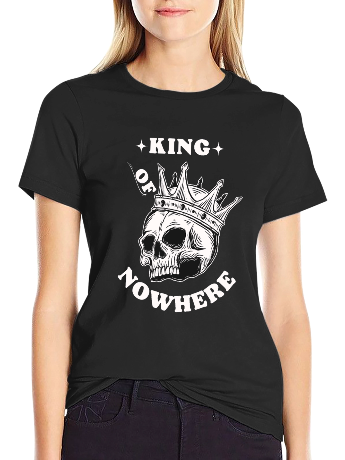 King of Nowhere Skull Graphic Tee - Black Cotton T-Shirt