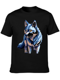 Pixel Art Wolf Graphic Tee - Black