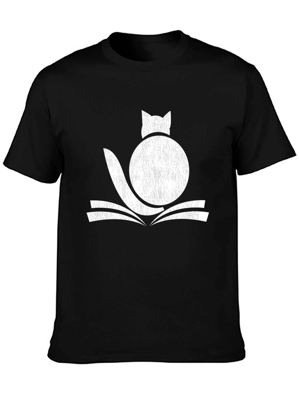 Cat on Book Graphic Tee - Black