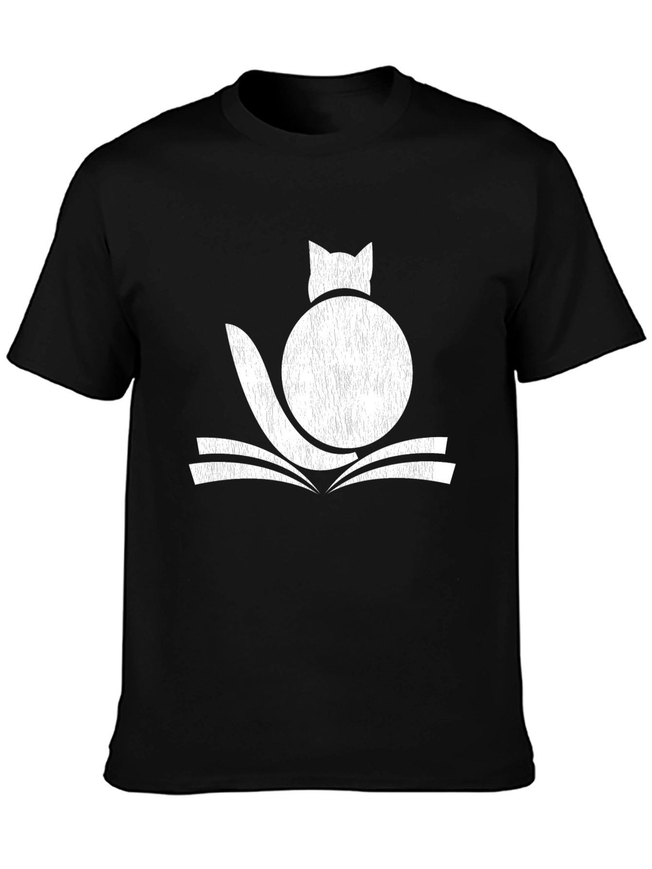 Cat on Book Graphic Tee - Black