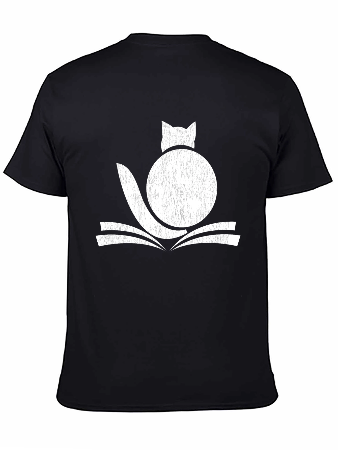 Cat on Book Graphic Tee - Black
