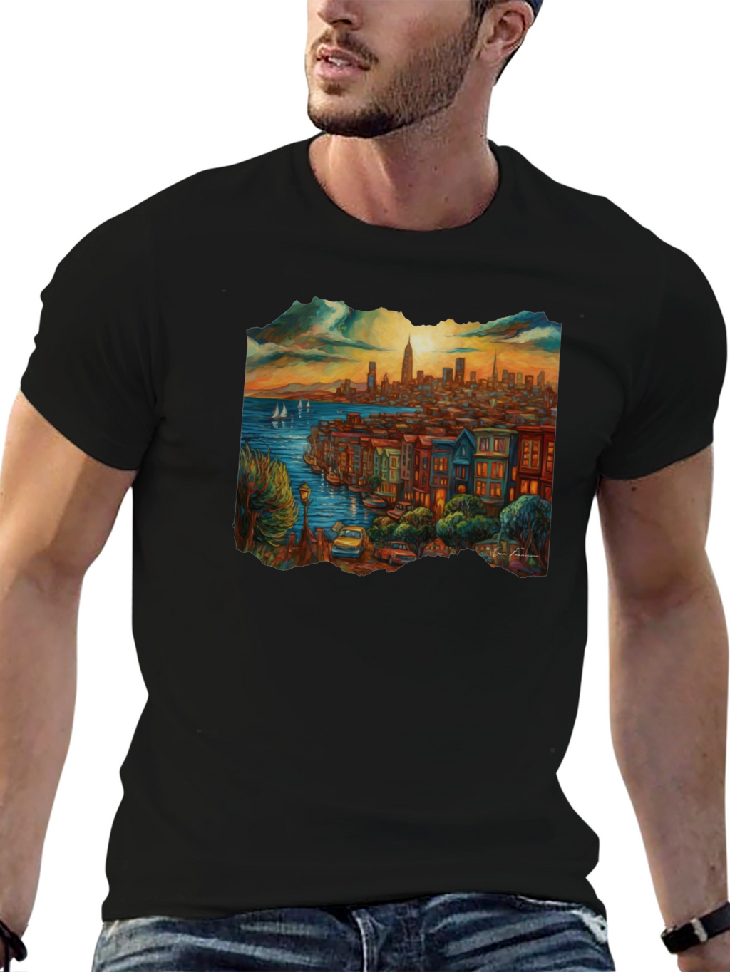 Cityscape Graphic Tee - Black