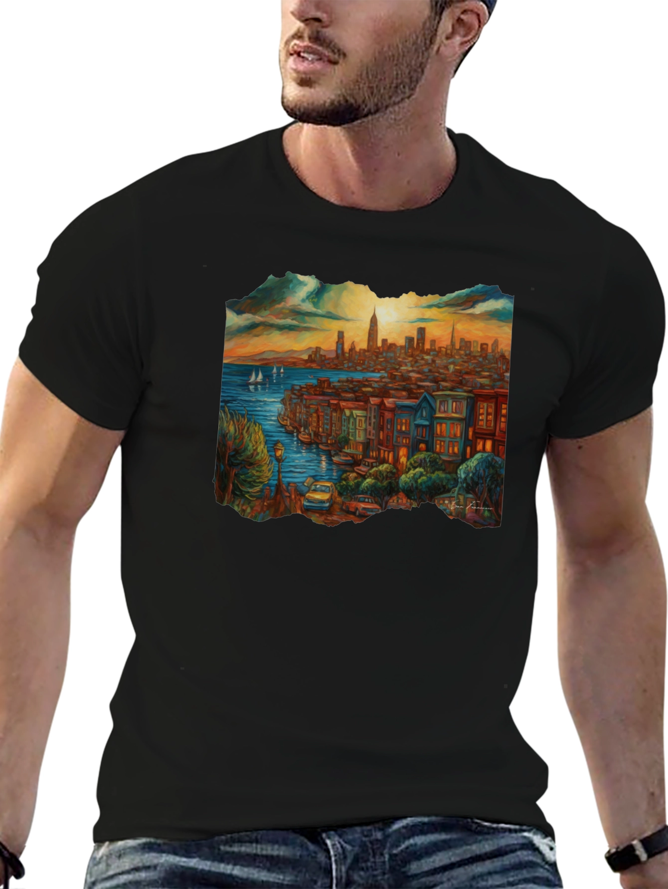 Cityscape Graphic Tee - Black