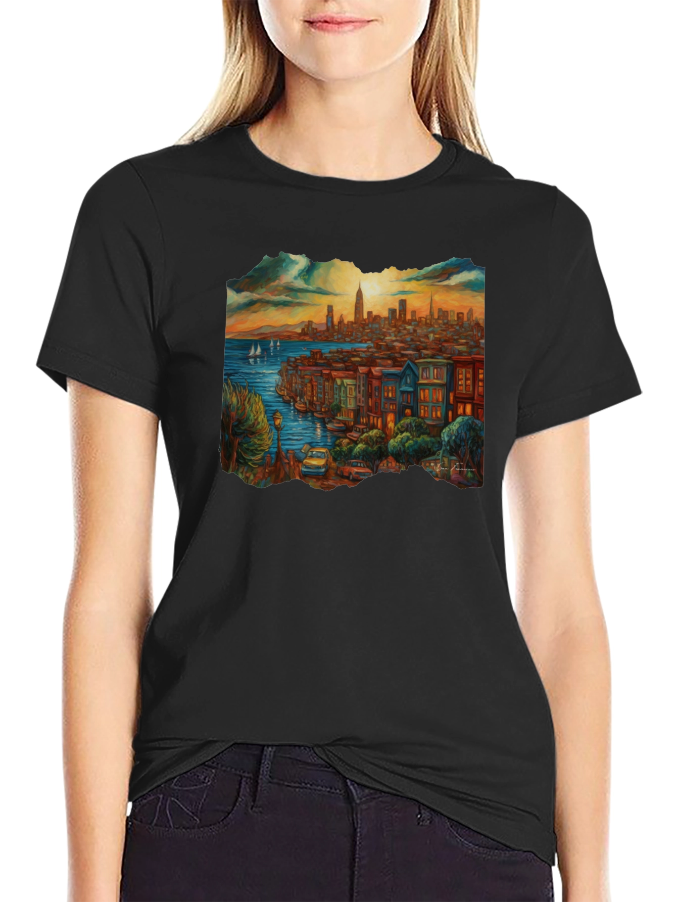 Cityscape Graphic Tee - Black