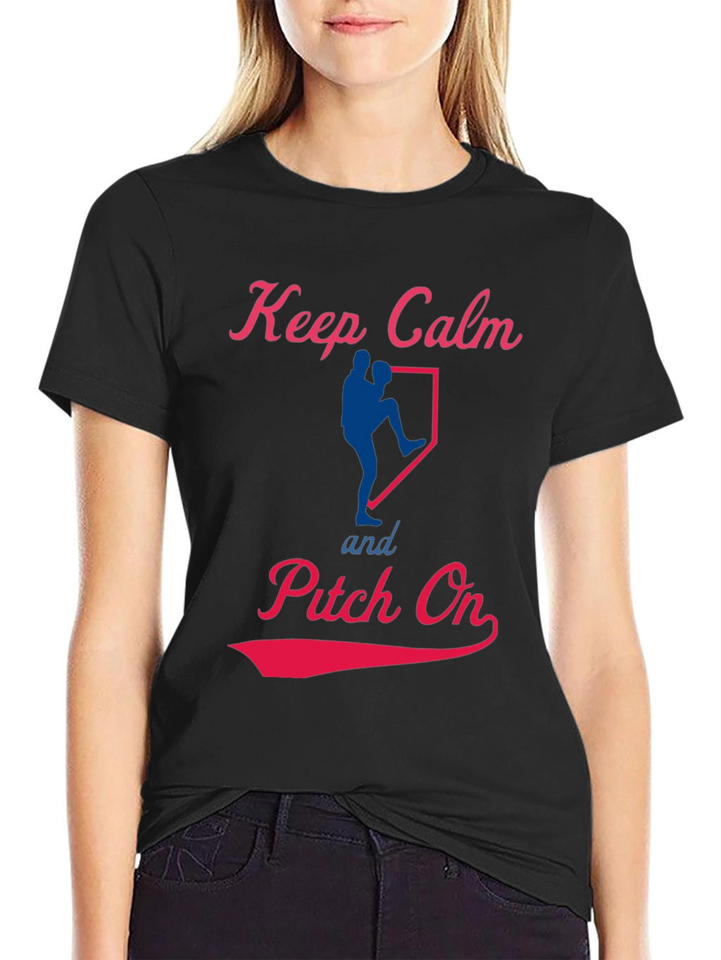 Keep Calm Pitch On Baseball T-Shirt