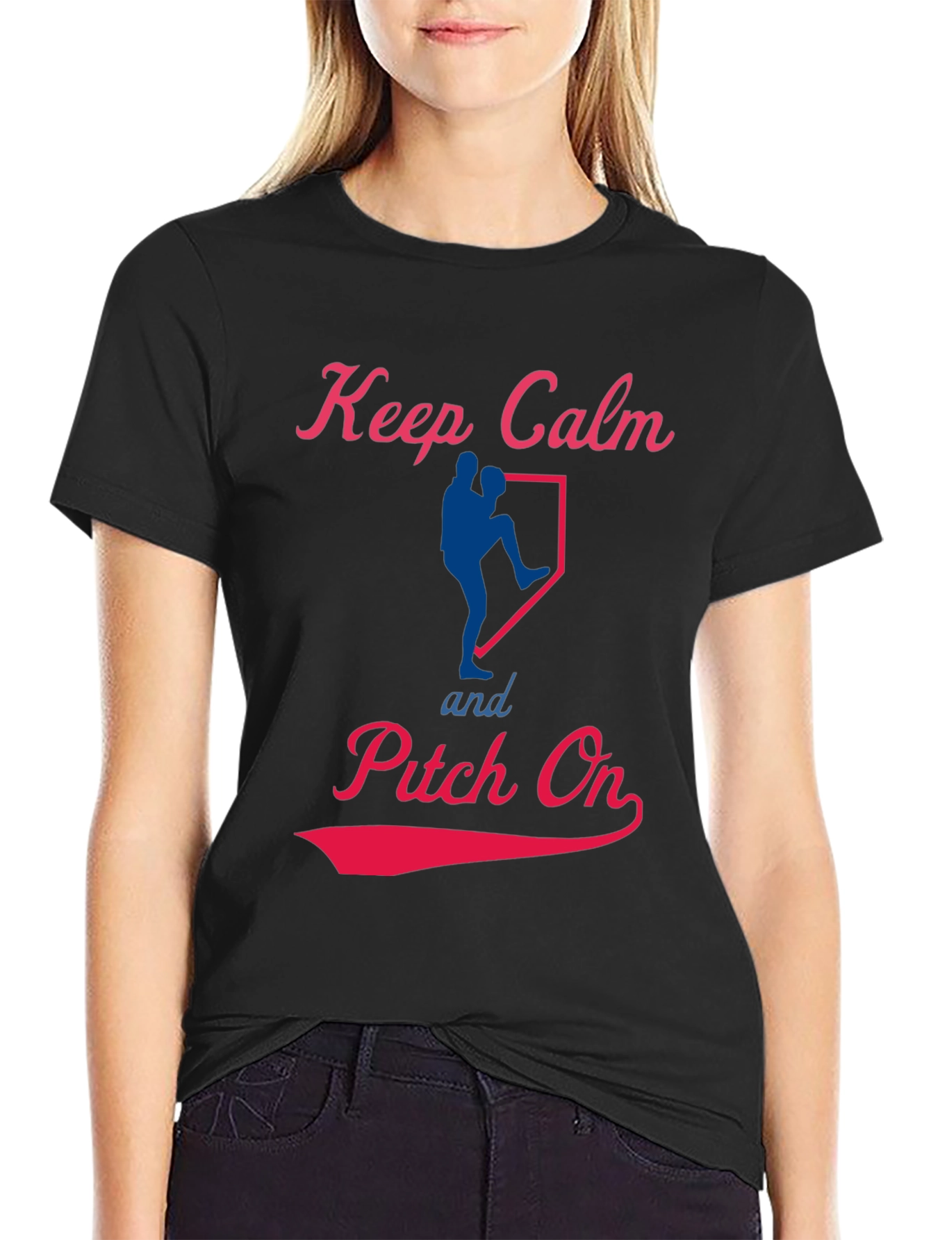 Keep Calm Pitch On Baseball T-Shirt